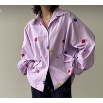 봄 여성 벤티 해바라기 셔츠 블라우스