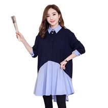 한수위 임부복 수유 여성 카라 셔츠 임산부 미니 원피스