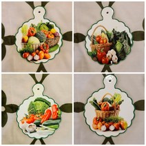 냄비받침 타일코스터 플레이팅 그릇 소품액자도 가능 청명한 야채무늬 코스터, A