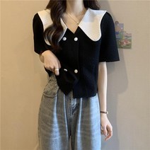 셀럽당 여자 셔츠 여름 빅사이즈 인형 칼라 셔츠 반팔 상의 E02854