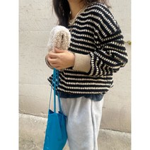 【티셔츠】 쿠레아티 / 오조드파파 / 니트 스트라이프 / 블랙 베이지