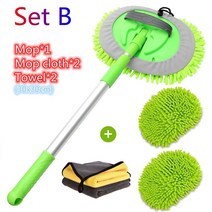 셀프세차용품 Three Section Telescopic Car Washing Mop Super Absorbent Cleaning Brushes Window Wash Tool Du, [05] Set B
