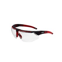 UVEX by Honeywell 아바타 보안경 레드 프레임 투명 렌즈 긁힘 방지 하드코트 포함S2860, Red Frame, Clear Lens HydroShield Anti-F