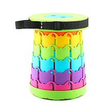 휴대용 접이식 자바라 의자 높이조절 캠핑 스툴 아코디언 폴딩 체어 간이 대기, 미니 레인보우 연두