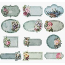 레트로 라벨 스티커 팩 그린 네임택 이름표 다꾸 떡메모지 아트지스티커 포장스티커 인쇄스티커 제작스티커