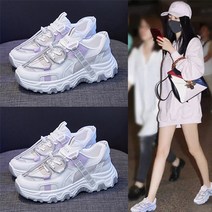 요나걸 여성 신발 운동화 스포츠운동화 메쉬운동화 흰운동화 라인장식운동화 리플렉티브운동화 학생신발 깔끔한 패션운동화 다리라인이 더욱 예뻐보이는 사계절운동화 + 양말증정 (5cm)
