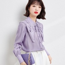 레이스 블라우스 차이나카라 벌룬 퍼프 소매 하객룩 데이트룩