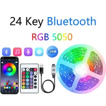 블루투스 LED 스트립 RGB5050 앱 제어 색상 변경 테이프 TV 백라이트 USB 조명 24 키 침실 장식 dc5 v, [05] BT 24keys full set, [03] 3m, [02] Waterproof