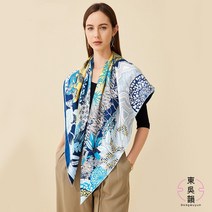 Dongwuyun 숄 실크100% 스카프 여성 스카프 큰 사각 스카프 110cm