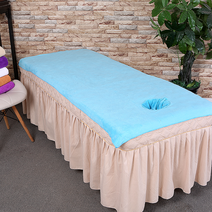 미용실전용 타올 미용샵침대 목욕타월 안마 발맛사지 용품 대전 구멍이있다 .침대시트 깔기침대 큰, T40-라이트블루 에메랄드 슈퍼두꺼운천달림 홀, C06-150x200cm