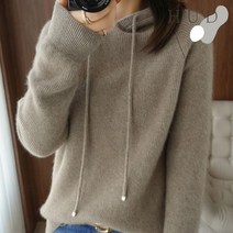 휴드 론즈 캐시미어 풀오버 후드 니트탑