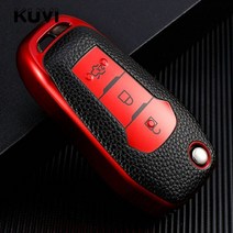 디지털키 스마트 디스플레이 가죽 tpu 케이스 커버 포드 퓨전 fiesta 에스코트 mondeo 에베레스트 레인저 3 버튼 접는 쉘 스킨 가방, 빨간색