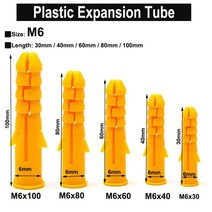 웨지앙카 동공 케미칼 세트 스트롱 드롭인 앙카 m6 벽 플라스틱 벽 앵커 볼트 벽, 100개 m6x40