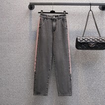 9부 와이드 슬랙스 여학생 코디 일찍이 가을옷 배 형 몸매 뚱뚱함 M데님팬츠 드롭 드레이프 캐쥬얼 3163484953, 블랙 XL