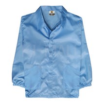 KJ 방진복 상의 Y카라 제전복 무진복 제전방진복 클린복 크린룸 반도체 정전기방지 작업복, 스카이블루