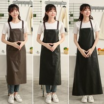 SMN 방수 앞치마 주방 식당 미술 작업용 업소용 원피스, 롱기장/포켓없음, 블랙