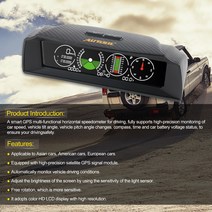GPS HUD AUTOOL-X90 온보드 컴퓨터 HUD 디스플레이 자동차 GPS 속도계 경사계 나침반 배터리 전압 전자, 한개옵션0