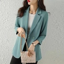 봄 여름 정장 재킷 여성 2023 새로운 패션 얇은 7부 소매 캐주얼 블레이저 여성 탑 아우터 여성 카디건