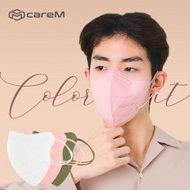 KF94 케어엠 프리패스 컬러마스크 새부리형 1팩/5개입 50매 대형, 핑크