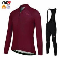 기모싸이클바지 NSR 전문 팀 의류 남성 겨울 사이클링 저지 세트 열 양털 턱받이 바지 정장 MTB 자전거 따