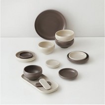 메이 2인 14P 무광 신혼부부 그릇 세트 식기 세트, 크림&코코아