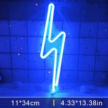영업중 OPEN LED 오픈 네온 사인 24 보드 간판 광고판 번개 모양의 벽 야간 조명 USB 배터리 작동홈 침실 파티 웨딩 장식 테이블 램프 선물 586EA 2, 08 Lightning2-Blue