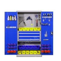 공구 철재 캐비넷 타공판 공구대 수납대 보관대 정리대 걸이대 철제 캐비닛, 블루 4단 2층문