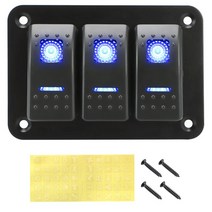 카라반 캠핑카 부품 수리용품 24v 12v 3gang 라이트 토글 스위치 패널 트럭 트레일러 캐러밴 오토바이 오프로드 4x4 해양 보트 자동차 자동차 액세서리, 씨엔, 파란색
