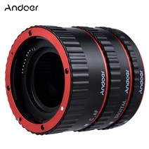 Andoer 오토 포커스 AF 매크로 확장 튜브 링 Canon EOS EF-S 60D 7D II 550D용, 1개, 레드