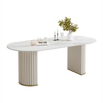 고급 2인용 4인용 6인용 식탁 의자 세트 타원형 거실 리빙 다이닝 레스토랑 홈바, 스노우 화이트 160x80x75CM