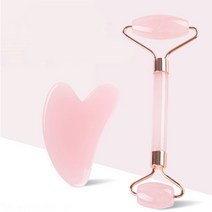 정말 얼굴이 작아지는 맛사지기 괄사 롤러 V라인 바디 경락 도구 양면형 스톤 이중턱 안면, 롤러+괄사 세트 ( 재질 수지 )