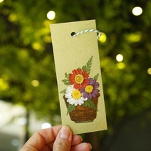 [천삼백케이] [체크스토리] 압화 책갈피 만들기 세트 컬러색지 5인용 북마크, 락스퍼+풍선덩쿨