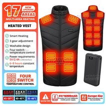 전기방석 전기담요 USB 차량용 12V 남성 및 여성용 팬 조끼 여름조끼 선풍기조끼USB 충전 선풍기옷.에어컨 의류 냉각 얼음조끼 고온 작업 얼음조끼2023, 29.17Areas-Black-5V-4SW - (EU)