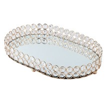 반달트레이 자개쟁반 투명 가죽 플로팅 트레이 Golden jewelry storage box tray glass mirrored crystal Cosmetic make up 홈, 크기가 큰