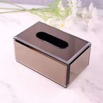 북유럽 티슈케이스 유리 디스펜서 휴지 커버 테이블 직사각 케이스, 1개, 브라운 스몰