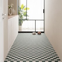 심플먼트 체커보드 PVC 코일 현관 베란다 복도 롤 매트, 4m, 체커보드 그린