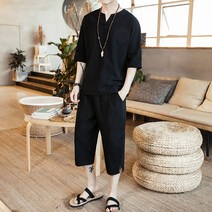 (M~5X) 삼베옷 남자 계량 린넨 법복 생활 마 승복 한복 남성 퓨전 면 세트(상/하의)