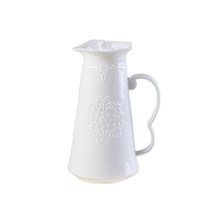 Zhijing 화이트 엠보싱 된 도자기 빈티지 잉글랜드 차 냄비 카페 의식에 대 한 세라믹 coffe 주전자(White), 1000ml, 하얀색