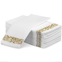 Fete 장식 핸드 타월 일회용 골드 디자인 린넨 느낌 게스트 포멀 디너 기념일 웨딩 냅킨 50 개, Gold