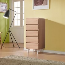 루나 400 5단 발통형 침대 옆 미니 협탁 서랍장, 오크화이트(415OW)