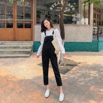 봄 가을 여성 오버핏 멜빵 바지 점프수트