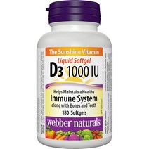 캐나다 비타민 D 보충제 베스트 셀러 Top, 39.웨버네추럴스 비타민D3 180sgx3병
