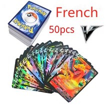 포켓몬 카드새로운 포켓몬 영어 플래시 카드 GX V VMAX EX 메가 리자몽 Mewtwo Zapdos 게임 컬렉션 카드, 05 French50pcsV
