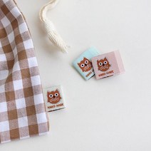 6개-끼움라벨) 부엉이(3컬러) - 직조라벨, 민트
