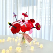 카네이션만들기 어버이날 스승의날 단체선물 단체수업 엄마표미술 미술수업재료, 키트+미니화병+디퓨저리드스틱볼