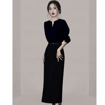 여성 봄 정장 원피스 드레스 결혼식 하객룩 슬림핏 심플 블랙 밸트