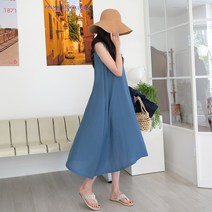 데일리앤 모아즈 루즈핏 언발란스 린넨 민소매 원피스