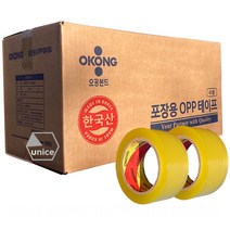 [유니스몰][정규격보장제품] 오공본드 경포장 중포장 박스테이프 50M / 80M, 투명, 중포장 50미터(50개입)