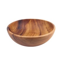 더담고 아카시아 원목 원형볼 l 나무 접시 그릇 우드 샐러드볼, 지름 23.5cm