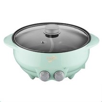 가정용고기불판 멀티그릴 6L 전기 냄비 Yuanyang 다기능 고용량 요리 비 스틱 그릴 팬 2000W, 03 green_02 UK